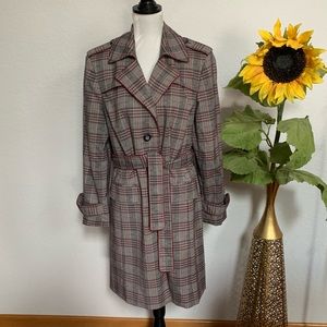 A - Line plaid trench coat